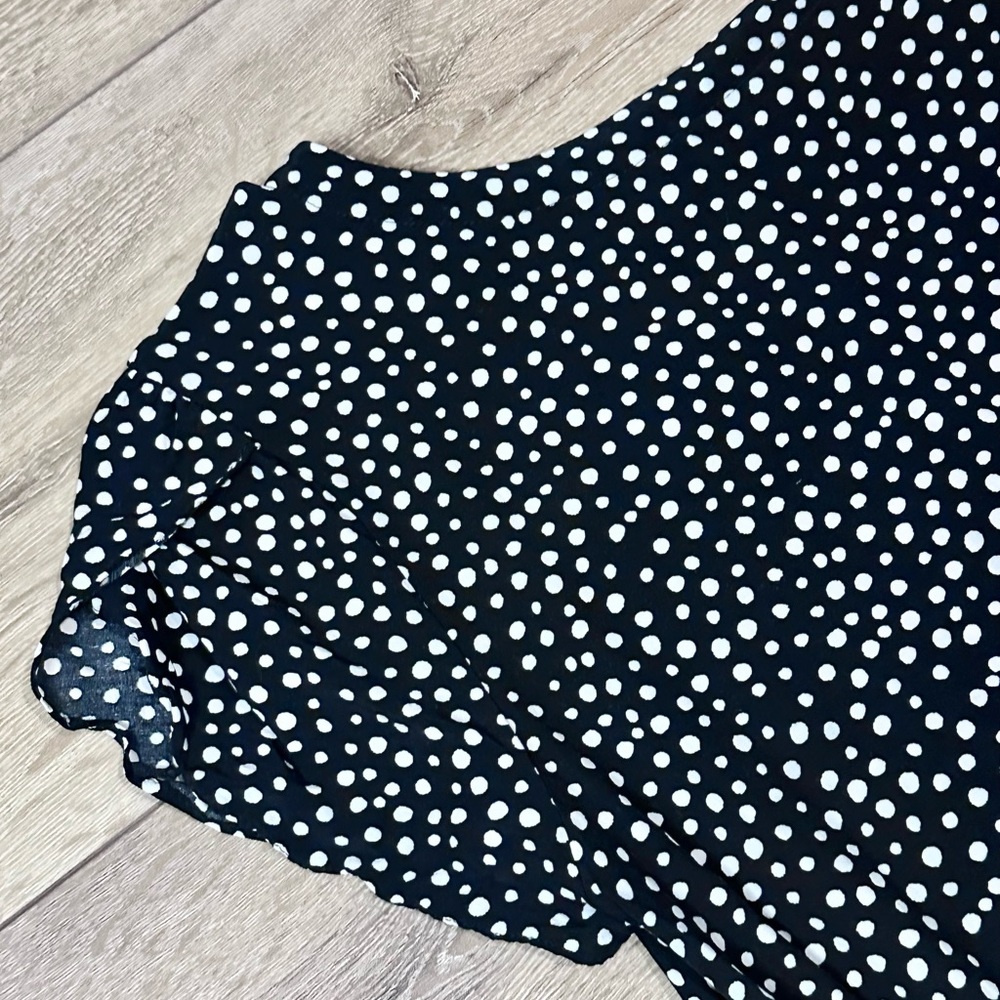 Loft Polka Dot Mock Wrap Tie Front Romper - Picture 12 of 13